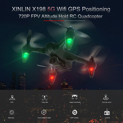 

XINLIN X198 24G Remote Control 5G Wifi 720P Camera Wifi FPV Altitude Hold GPS RC Quadcopter