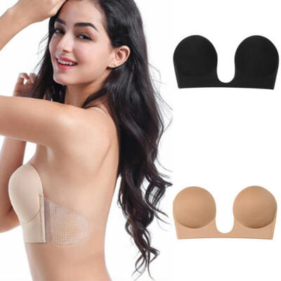 

NEW Strapless Invisible Bra Backless Self-Adhesive Push Up Sticky Bra Black Nude