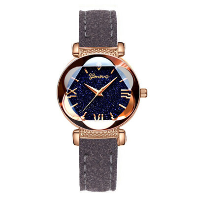 

〖Follure〗Roman Star Dial Six Convex Sleek Minimalist Luxury Leather Strap Watch
