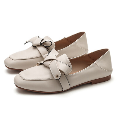 

339-3 Korean sweet banquet womens shoes shallow mouth flat bottom square head super move soft lea