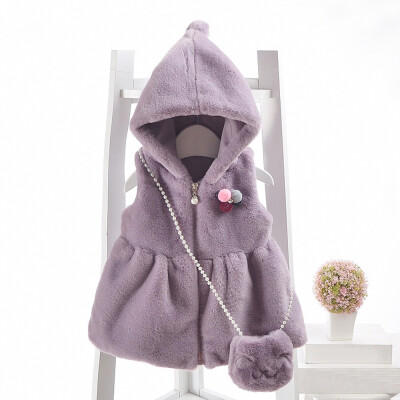 

Toddler Kids Baby Girl Sleeveless Solid Zipper Hooded Warm Waistcoat Tops Bag