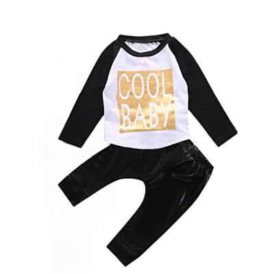 

Baby Boys Long Sleeve Letter Print T-shirt&Elastic Pants Outfit Set 70