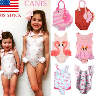 

US Newborn Kids Baby Girls Flamingo Swimwear Swimsuit Bikini Bathing Beachwear