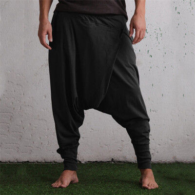 

Tailored Fashion Men Drape Drop Crotch HAREM Pants Drawstring Baggy Dancing Trousers