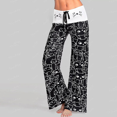 

Tailored Women Casual New Fashion Cat Prints Drawstring Pants Leggings