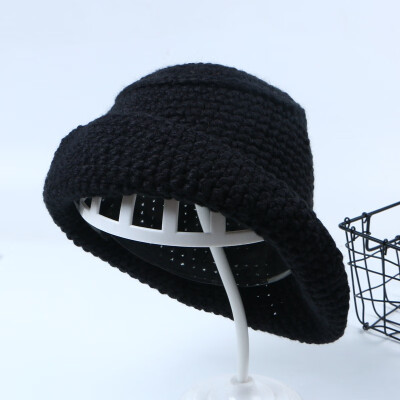 

New fishermans hat outdoor wool hat winter basin hat womens Korean version chic foldable knitted hat warm cap tide