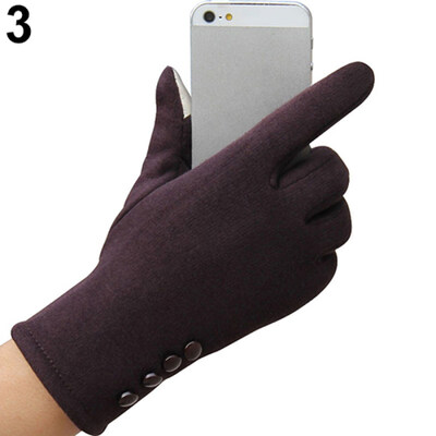 

1 Pair Women Fashion Touch Screen Outdoor Sport Winter Warm Buttons Gloves