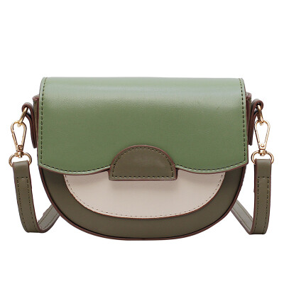 

Mini Contrast Color Saddle bag For Women 2019 Summer Green Crossbody Bags Lady Shoulder Messenger Bag Female Leather Handbags