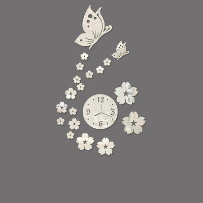 

The Best Price For Modern 3D DIY Butterfly Flower Sticker Home Living Room Decor Mirror Wall Clock