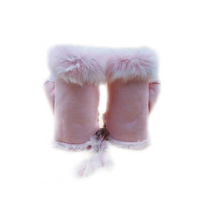

1 Pair Women Gloves Unique Faux Rabbit Fur Hand Wrist Warm Half Finger Gloves Winter Warm Glove Phone Computer Keyboard Gloves