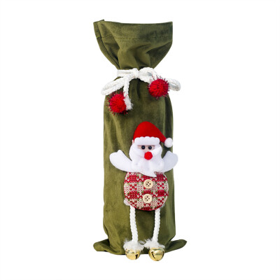 

Gobestart Christmas Wine Bottle Set Fabric Doll Christmas Flannel Champagne Decoration