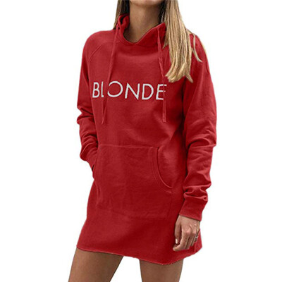 

Casual Womens Clothing Fashion Casual All-match Hooded Sweatershirt Letters Print Pocket Decoration Hoody Dress