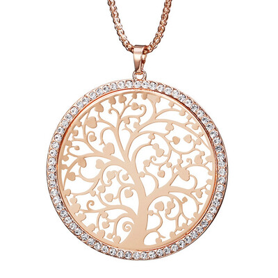 

Women Jewelry Long Necklaces & Pendants Elegant Link New Fashion Tree Of Life Crystal Gold Color Pendant Necklace