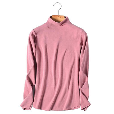 

Fashion Women Warm Heating Tops T-shirt Fleeces Mock Turtleneck Long Sleeves Solid Stretch Elegant Shirts Pullovers Casual Tops