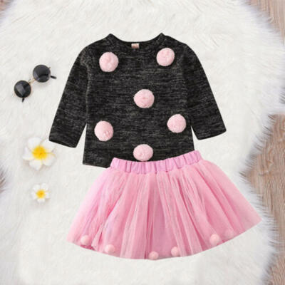 

Toddler Baby Girl Autumn Winter Outfits Sweater Knitted TopsTulle Tutu Skirt