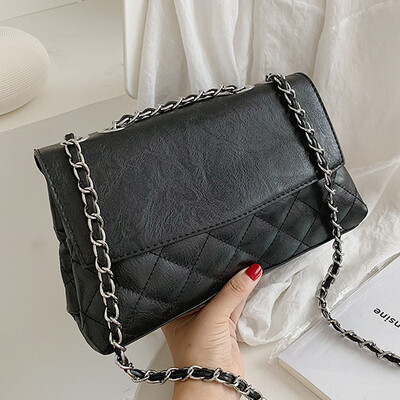 

Chic retro texture package 2019 new Korean version of the one - shoulder oblique slung fashion rhombus small square bag