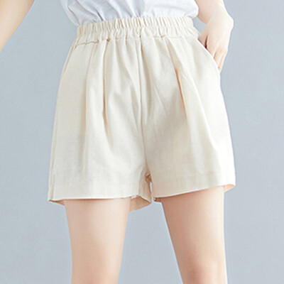 

Tailored Women Casual Cotton Linen Pants Elastic Waist Summer Slim Lady Short Pants