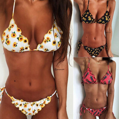

Sexy Swimwear Women Triangle Bikini Suit Bandage Push-Up Swimsuit Bra Bottom NEW