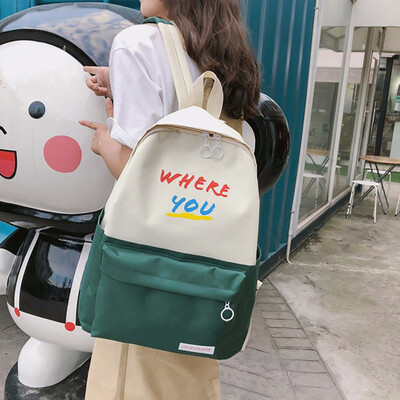 

Fashion Womens Portable Backpack Casual Wild Contrast Color Backpack