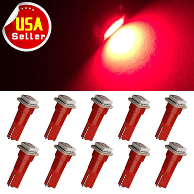 

10X Red T5 Wedge 5050 1-SMD LED Interior Instrument Cluster Dashboard Light Bulb