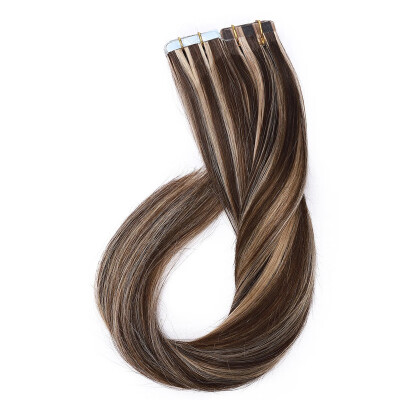 

Tape in Human Hair Extensions Highlight Balayage Long Straight Skin Weft Glue in Hairpieces Invisible Double Sided Tape