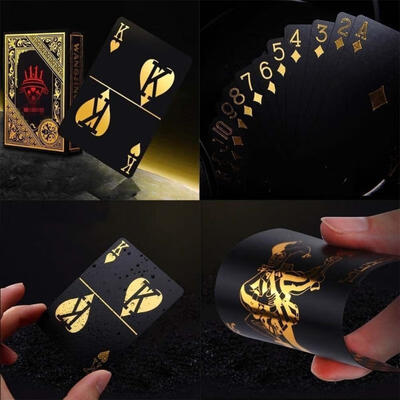 

55pcs Creative Black Plastic PVC Poker Waterproof Magic Playing Cards Table Game