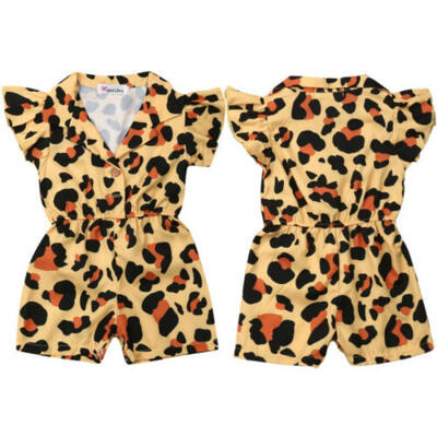 

UK Toddler Kids Baby Girls Leopard One-Pieces Romper Jumpsuit Outfits Sunsuit
