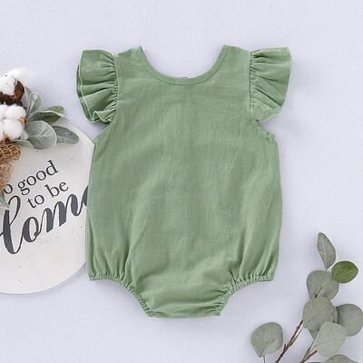 

Newborn Infant Baby Girl Sleeveless Solid Romper Bodysuit Clothes Outfits