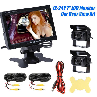 

12-24V 7" LCD Monitor Car Rear View Kit for Bus Truck Car 2IR Reversing Camera