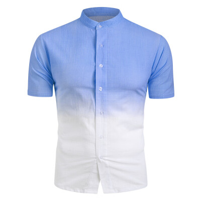 

Ombre Stand Collar Linen Shirt