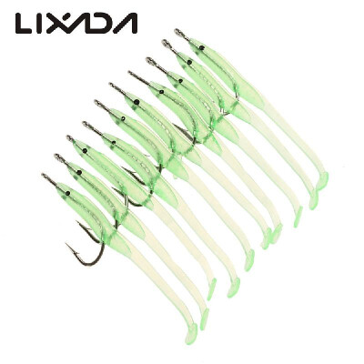 

Lixada 10PCS Soft Plastic Fish Lures Set Fishing Kit 3D Eyes Soft Fishing Lures Baits with Tails&Hooks