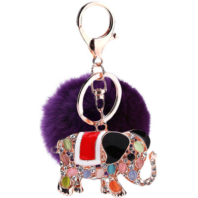 

Creative elephant keychain diamond colorful bag mobile phone pendant auspicious metal material customization