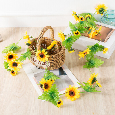 

Artificial Plant Sunflower Garland Fake Flowers Silk Vine 24M Home Decor Craft