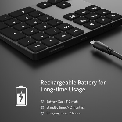 

Wireless Numeric Keyboard Aluminium 34 Key BT Keyboard Built-in Rechargeable Battery Keypad for WindowsiOSAndroid Black