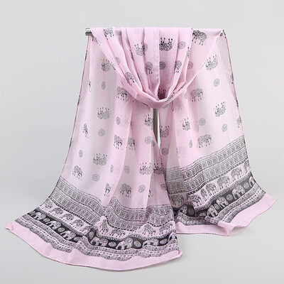 

2018 spring&summer new printed chiffon scarves wholesale exotic ethnic wind elephant womens small scarf