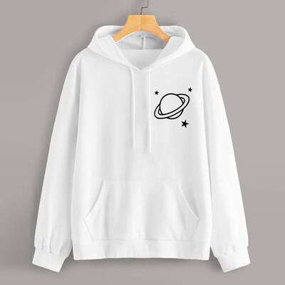 

Tailored Fashion Womens Long Sleeve Sweatshirt Planet Printed Hoodie Causal Tops Blouse