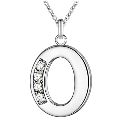 

Simple Shiny Zircon 26 English Letters Pendant Women Men Thin Necklaces Jewelry