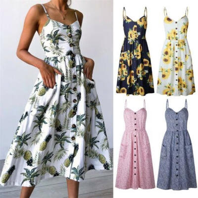 

Plus Size Womens Floral Long Maxi Dress Split Cocktail Party Beach Sundress US