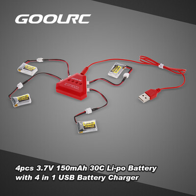 

4pcs GoolRC 37V 150mAh 30C Li-po Battery with 4 in 1 U4 Fast Smart Charger for GoolRC T36 JJRC H36 NH-010 Drone Quadcopter