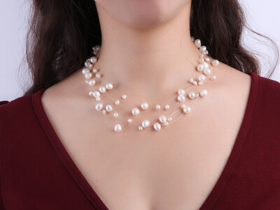 

YIAILI Five Rings Full of Stars Freshwater Pearl Necklace 8083