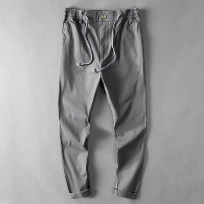 

Gobestart Mens Casual Cotton Breathable Loose Long Pants Solid Color Straight Trousers