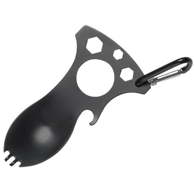 

Toponeto Pocket Spoon Fork Wrench Bottle Opener Carabiner Kit Camping Hiking Tool New