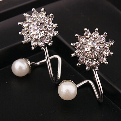 

Fashion Womens Pearl Rhinestone Ear Clip Lady Earrings Jewelry Ear Buckle Gift