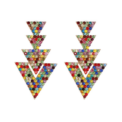 

women fashion colorful rhinestones statement dangle earrings ethnic big round crystal earrings vintage jewelry Brincos