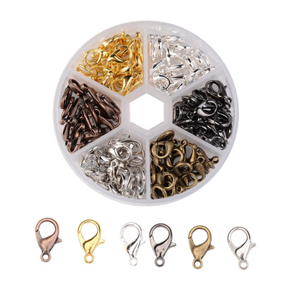 

PH PANDAHALL 120 Pcs 6 Colors Alloy Lobster Claw Clasps Cord End for Jewelry Making