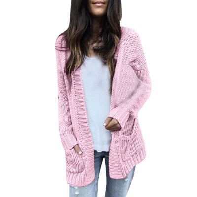 

Toponeto Women Casual Long Sleeve Solid Hollow out Sweater Cardigan With Buttons