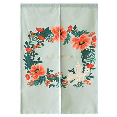 

85120cm Pastoral Watercolor Cactus Cotton And Linen Curtains Curtain Entrance Half Curtain Decoration
