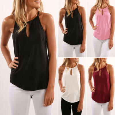 

US Women Clothes Summer Sleeveless Tops Casual Solid Sling Ladies T-shirt Blouse