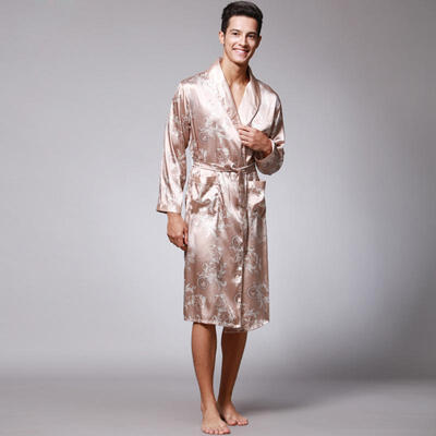 

Mens Stylish Long Sleeves Bathrobe Pajama Sleepwear Robe Male Pyjamas Homewear