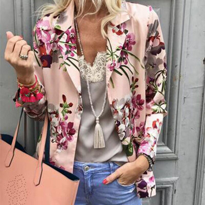 

Tailored Women printed Tops Long Sleeve Jacket Ladies Office Wear Cardigan Coat